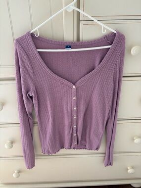 Pink Button-Front Knit Top